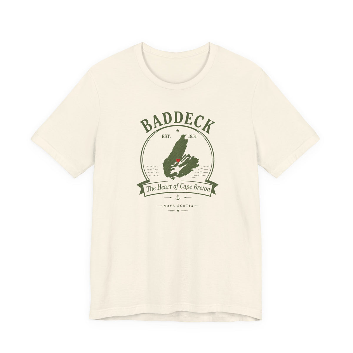 Adult Baddeck Cape Breton T-shirt in natural with vintage-style design
